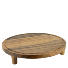 Platou display prezentare rotund cu picioare CULINARO, din lemn acacia, D40xh7,5cm