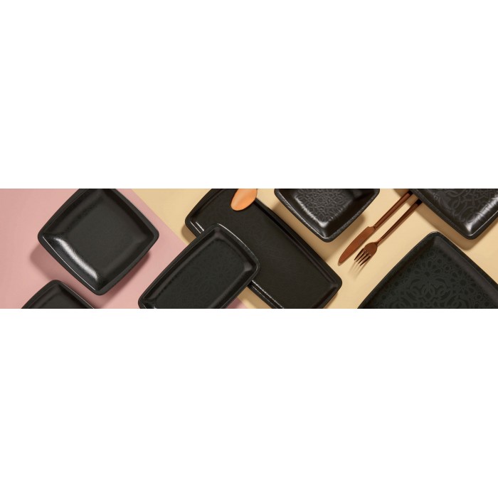 Platou dreptunghiular 34x18cm GURAL BLACK MATT, din portelan