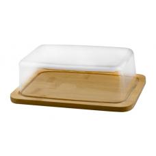 Platou dreptunghiular din bambus pentru servire cu capac transparent RAKI, 19x12,5xh6,3cm