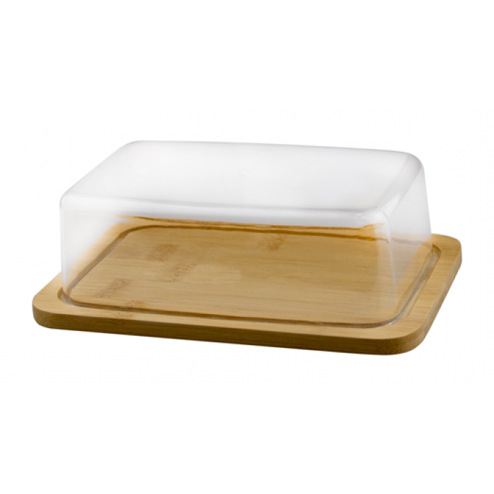 Platou dreptunghiular din bambus pentru servire cu capac transparent RAKI, 19x12,5xh6,3cm