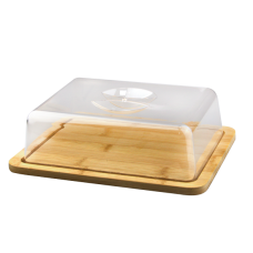 Platou dreptunghiular din bambus pentru servire cu capac transparent RAKI, 26x20xh7,7cm