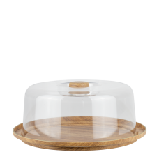 Platou rotund cu capac WILLOW BUFFET, D28xh12cm, polistiren antbacterial, aspect lemn