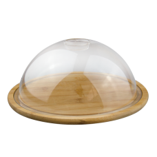 Platou rotund din bambus pentru servire cu capac transparent RAKI, D24xh10,5cm