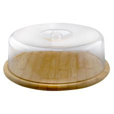 Platou rotund din bambus pentru servire cu capac transparent RAKI, D28xh10,3cm