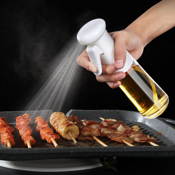 Pulverizator ulei/otet RAKI, 200ml, din sticla cu capac plastic alb