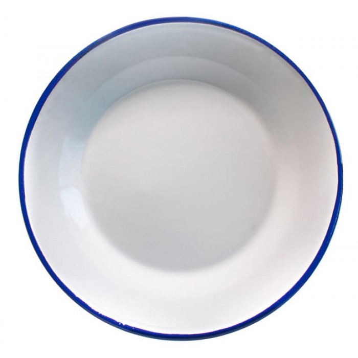 RAKI RETRO Farfurie otel emailat 8,5cm alb/albastru