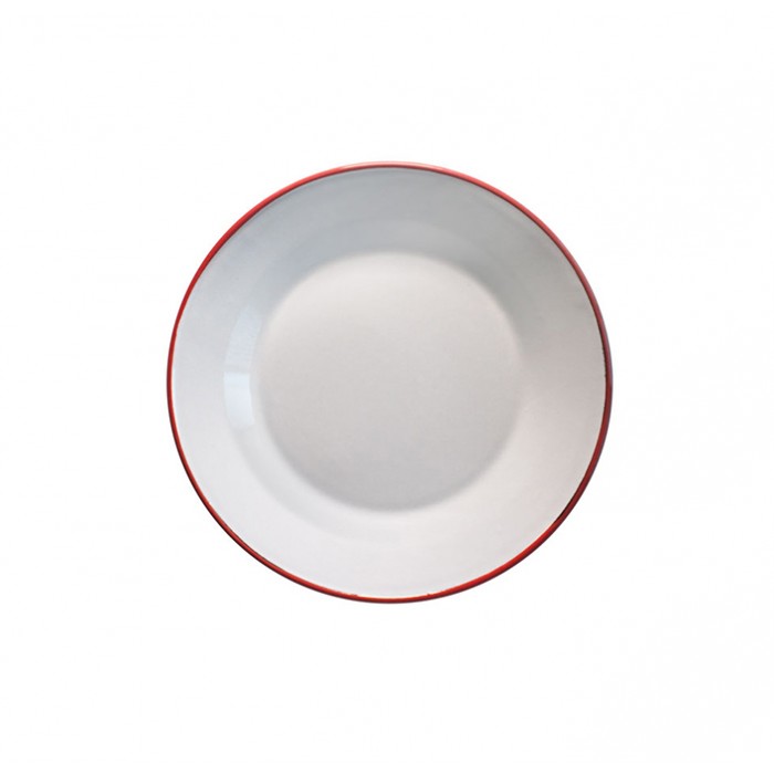 RAKI RETRO Farfurie otel emailat 8,5cm alb/rosu