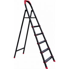 Scara metalica 6 trepte RAKI, 5 trepte + platforma, H185cm, neagra