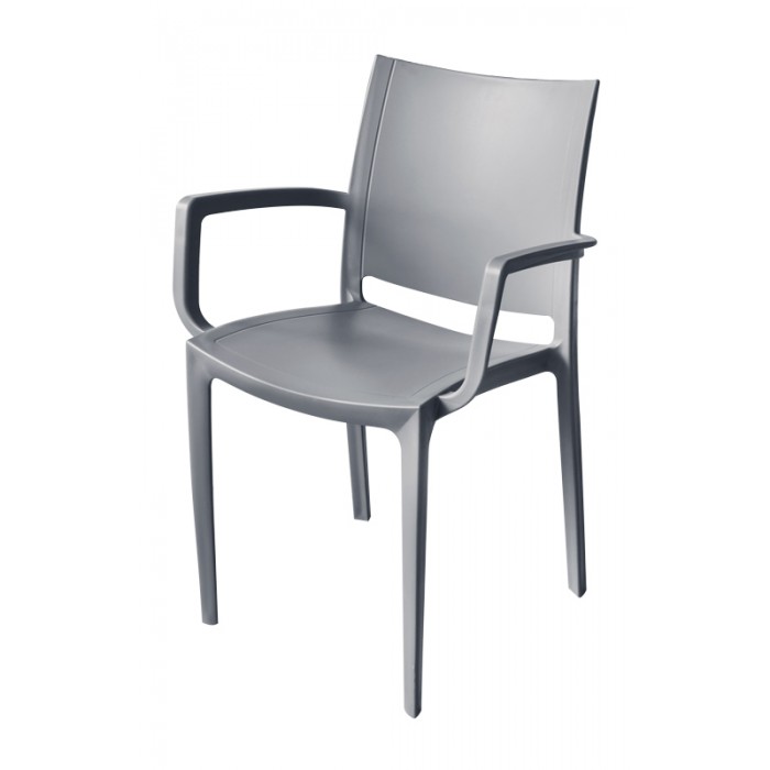 Scaun cu brate gradina, terasa RAKI LARA, gri, plastic, 42x47xh82cm