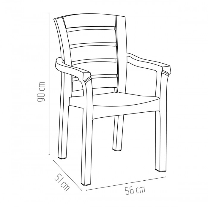 Scaun gradina cu brate RAKI DIDIM, plastic, alb, 56x51xh90cm