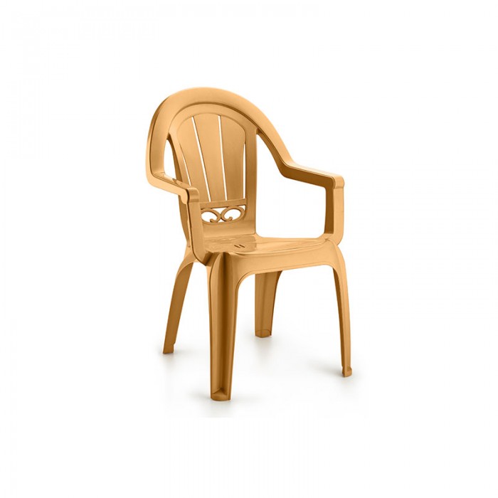 Scaun gradina cu brate RAKI MILAS, plastic, maro tec, 53x50x89cm