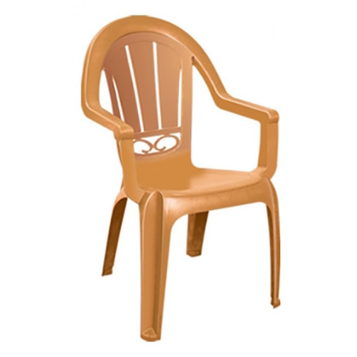 Scaun gradina cu brate RAKI MILAS, plastic, maro tec, 53x50x89cm