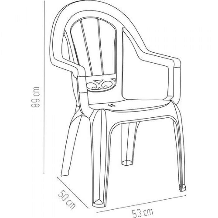 Scaun gradina cu brate RAKI MILAS, plastic, maro tec, 53x50x89cm