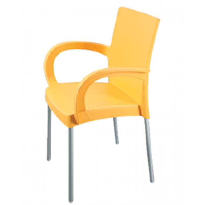 Scaun gradina cu brate RAKI SUMELA, galben, plastic, picioare aluminiu, 46x47xh81cm