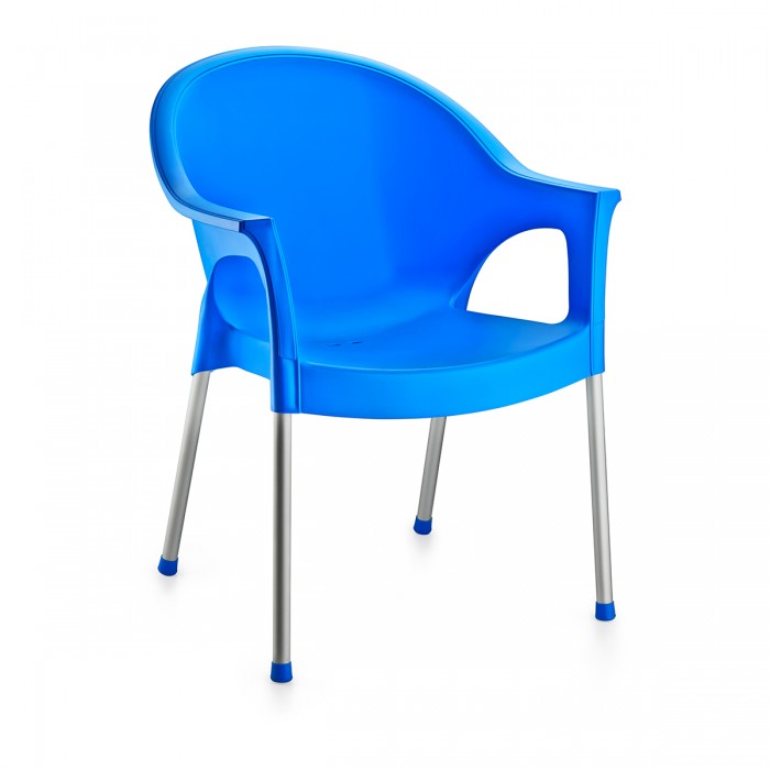 Scaun gradina/terasa cu brate RAKI BERGAMA, albastru, 58x50xh82cm, picioare aluminiu si sezut polipropilena