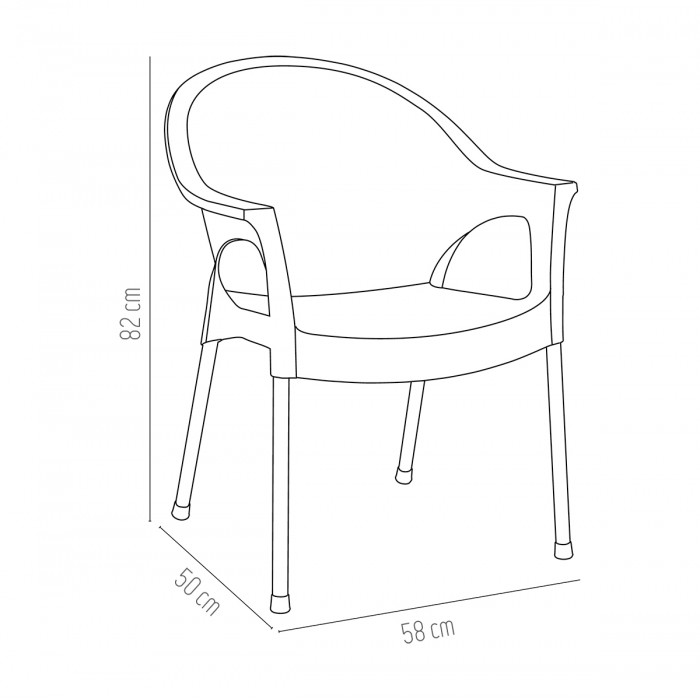 Scaun gradina/terasa cu brate RAKI BERGAMA, albastru, 58x50xh82cm, picioare aluminiu si sezut polipropilena