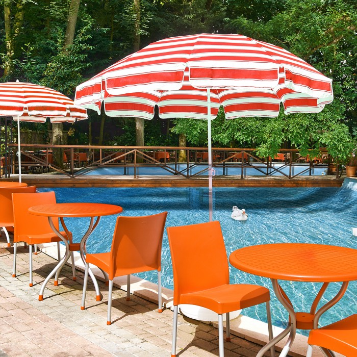 Scaun gradina/terasa orange RAKI ACOC, 44x47xh81cm, picioare aluminiu si sezut polipropilena