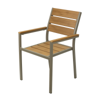 Scaun gradina/terasa RAKI LOGAN PLASTIC WOOD NATURAL, 55x60xh84cm, cadru metalic, sezut si spatar plastic aspect lemn natur