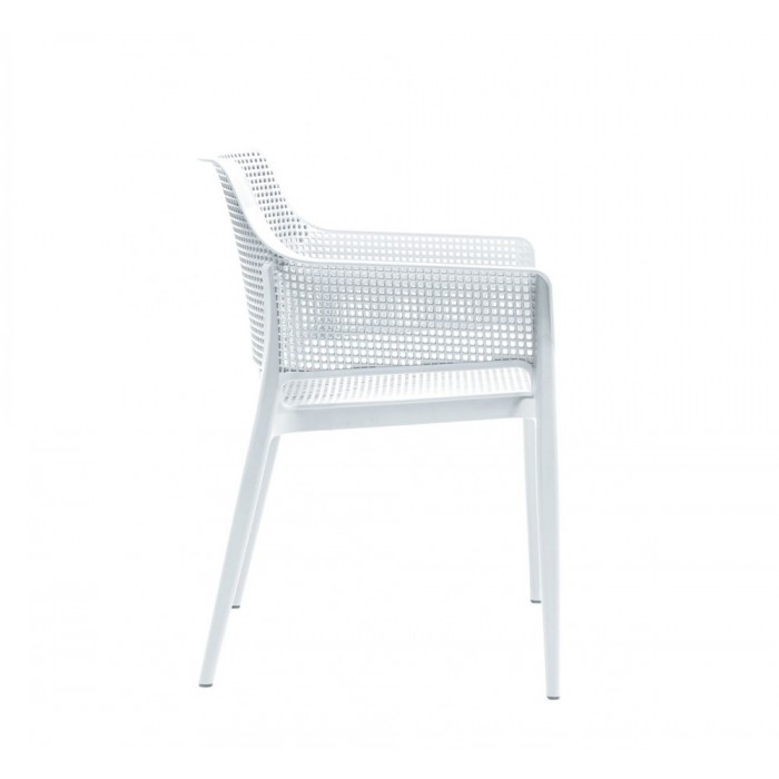 Scaun terasa/restaurant RAKI Bloom White, 60x54xh80cm, polipropilena