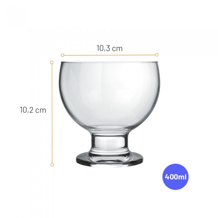 Set 12 cupe inghetata NADIR PAULISTA, 400ml, D10,3xh10,2cm, sticla