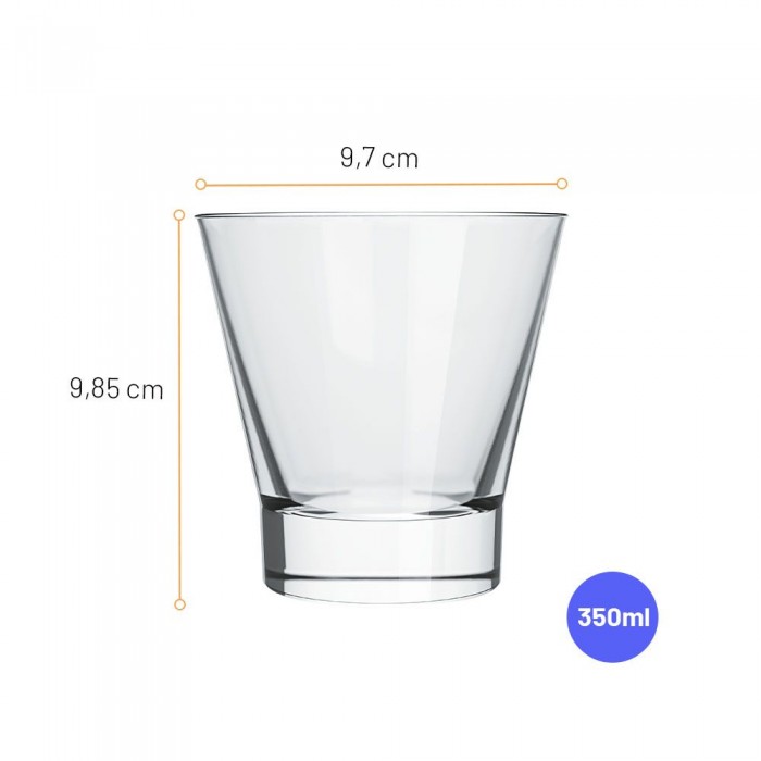 Set 12 pahare whisky NADIR ILHABELA, 350ml, D9,7xh9,9cm, sticla