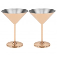 Set 2 pahare martini din inox CULINARO Cooper, 250ml, 12xh16cm, Rose Gold