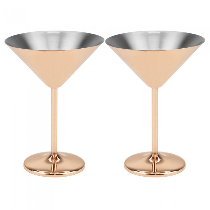 Set 2 pahare martini din inox CULINARO Cooper, 250ml, 12xh16cm, Rose Gold