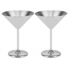 Set 2 pahare martini din inox CULINARO Silver, 250ml, 12xh16cm, argintii