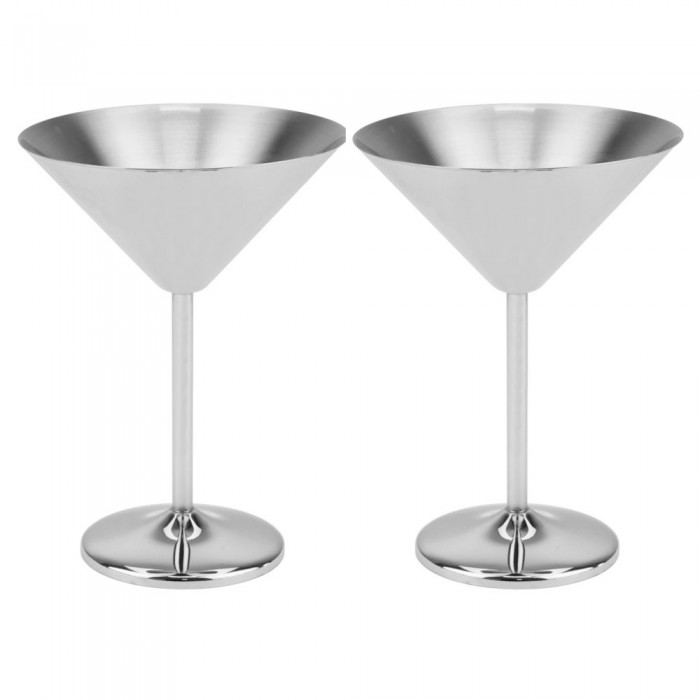 Set 2 pahare martini din inox CULINARO Silver, 250ml, 12xh16cm, argintii