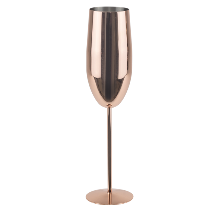 Set 2 pahare sampanie din inox CULINARO Cooper, 300ml, D6xh25cm, Rose Gold