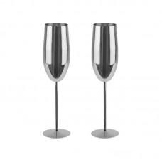 Set 2 pahare sampanie din inox CULINARO Silver, 300ml, D6xh25cm, argintii