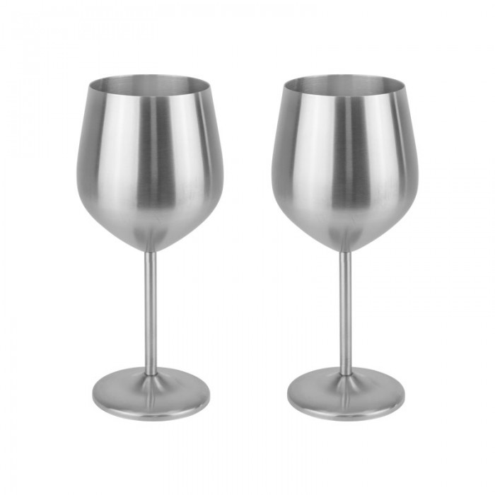 Set 2 pahare vin din inox CULINARO Silver, 520ml, D7,3xh21,5cm, argintii