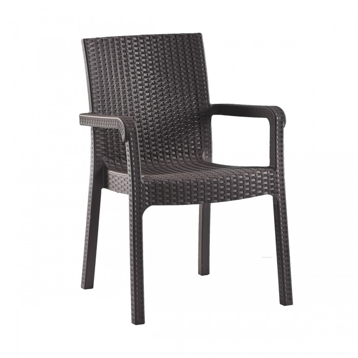 Set 2 scaune cu brate maro RAKI MARKIZ, plastic aspect ratan, 57х57хh87cm