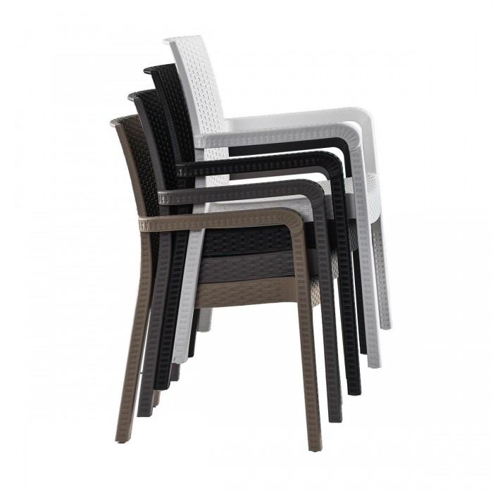 Set 2 scaune cu brate maro RAKI MARKIZ, plastic aspect ratan, 57х57хh87cm