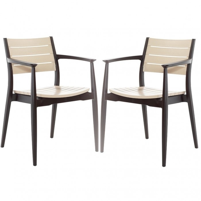 Set 2 scaune dining/cafenea RAKI REGNUM culoare maro/cappuccino, 58x54xh82cm din polipropilena cu fibra de sticla