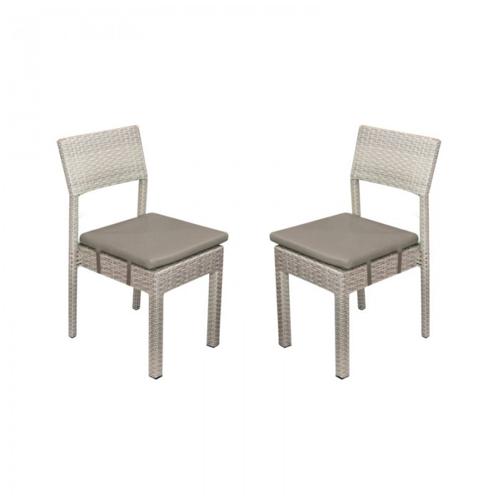 Set 2 scaune gradina/terasa poliratan RAKI NORTE, cadru aluminiu, perna gri