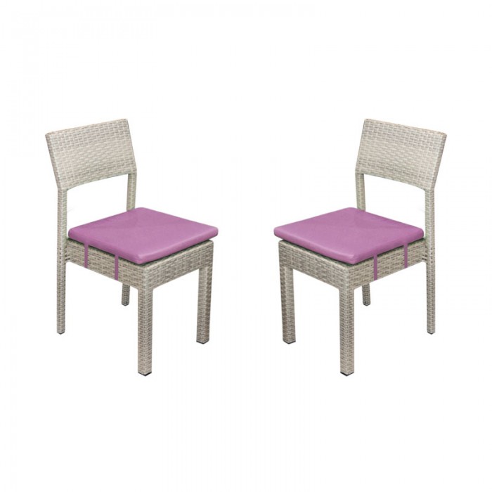 Set 2 scaune gradina/terasa poliratan RAKI NORTE, cadru aluminiu, perna mov