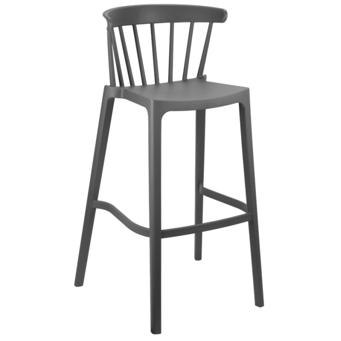 Set 2 scaune inalte bar RAKI ASPEN, 51x54xh103cm, polipropilena, gri