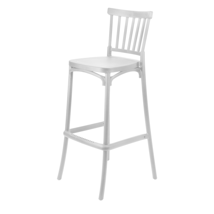 Set 2 scaune inalte bar suprapozabile RAKI ARLES, 36x44xh103cm, polipropilena, albe