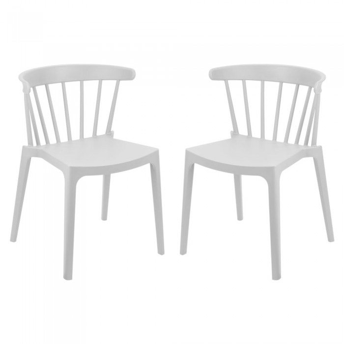 Set 2 scaune terasa/bucatarie albe RAKI ASPEN, 53x53xh75cm, polipropilena