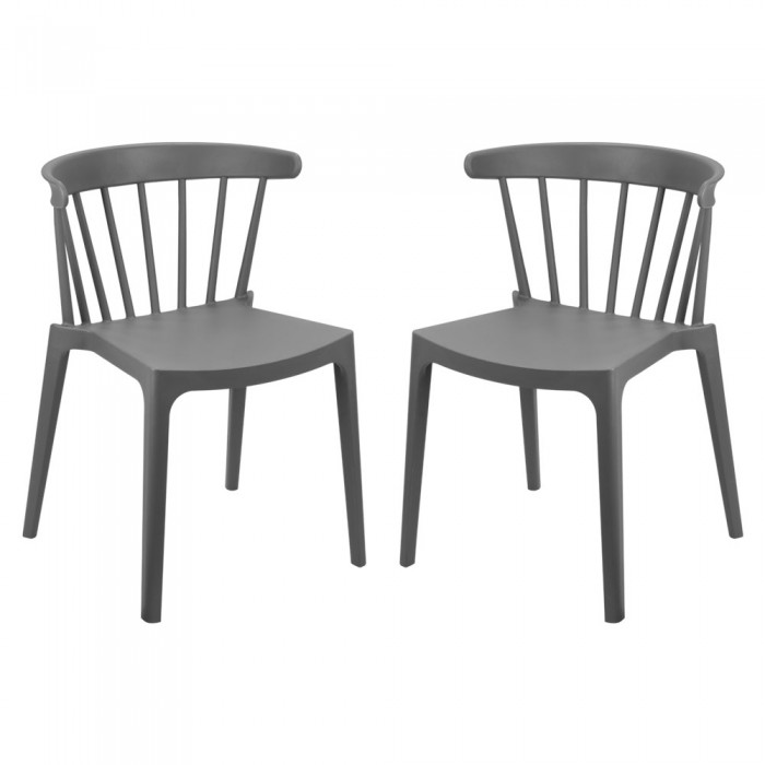 Set 2 scaune terasa/bucatarie gri RAKI ASPEN, 53x53xh75cm, polipropilena