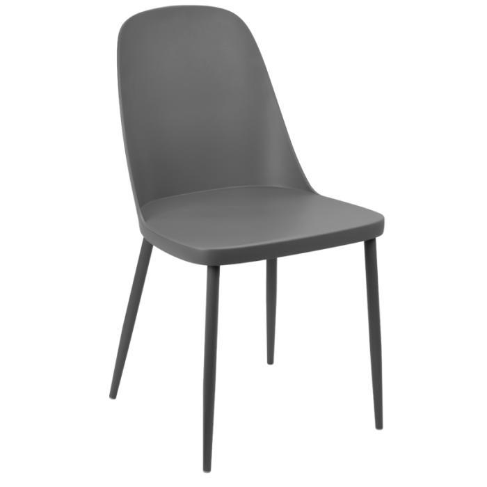 Set 2 scaune terasa/bucatarie gri RAKI ORLANDO, 54x46xh80cm, polipropilena, structura metalica