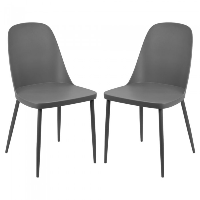 Set 2 scaune terasa/bucatarie gri RAKI ORLANDO, 54x46xh80cm, polipropilena, structura metalica