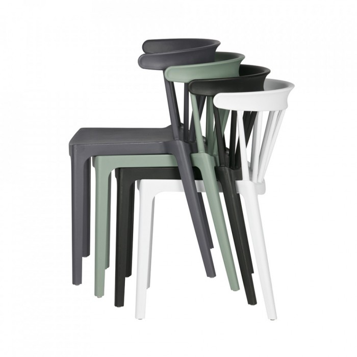 Set 2 scaune terasa/bucatarie negre RAKI ASPEN, 53x53xh75cm, polipropilena