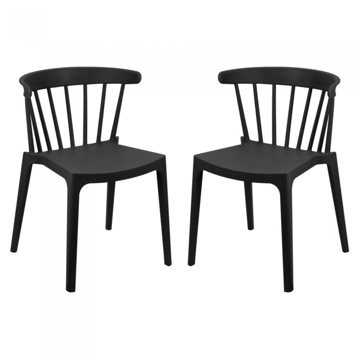 Set 2 scaune terasa/bucatarie negre RAKI ASPEN, 53x53xh75cm, polipropilena