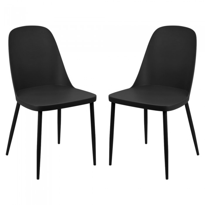 Set 2 scaune terasa/bucatarie negre RAKI ORLANDO, 54x46xh80cm, polipropilena, structura metalica