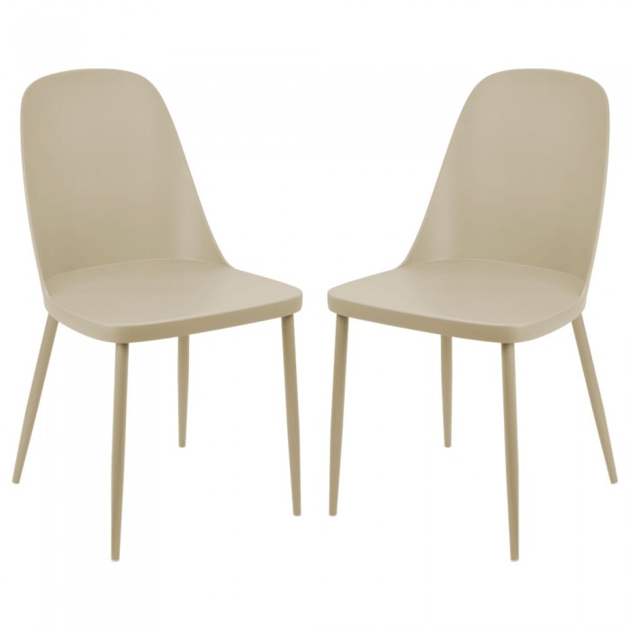 Set 2 scaune terasa/bucatarie RAKI ORLANDO, 54x46xh80cm, polipropilena, structura metalica, culoare cappuccino