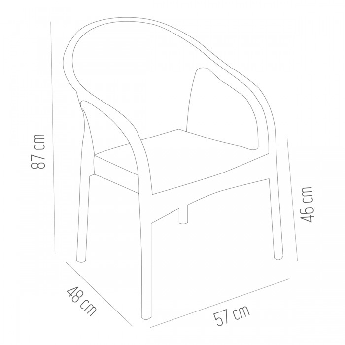 Set 2 scaune tip fotoliu aspect ratan RAKI EGE, plastic, maro, 57x48xh87cm