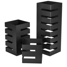 Set 3 standuri metalice expunere bufet patrate CULINARO, 15x15xh15cm/15x15xh28cm/15x15xh44,75cm, negru mat