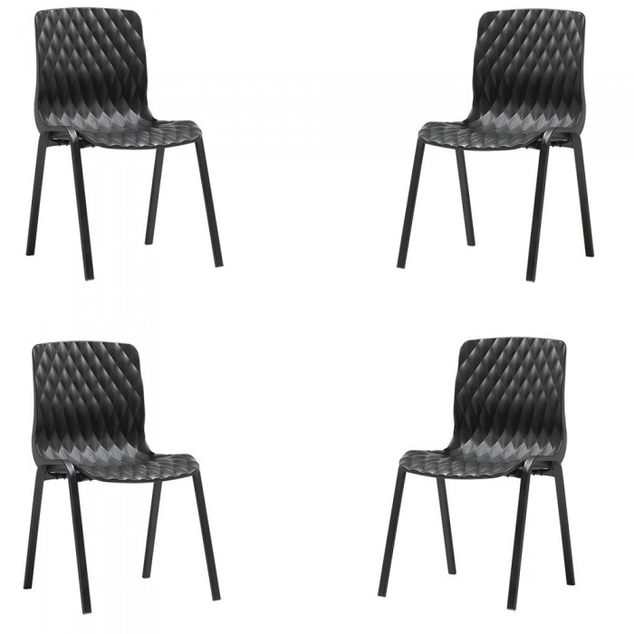 Set 4 scaune balcon RAKI ROYAL culoare neagra, 50x52xh83cm, polipropilena/fibra sticla